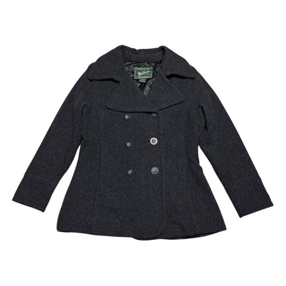 WOOLRICH Luxury Designer WOOL Pea Coat Winter Casual Jacket Womens Medium - Picture 1 of 5